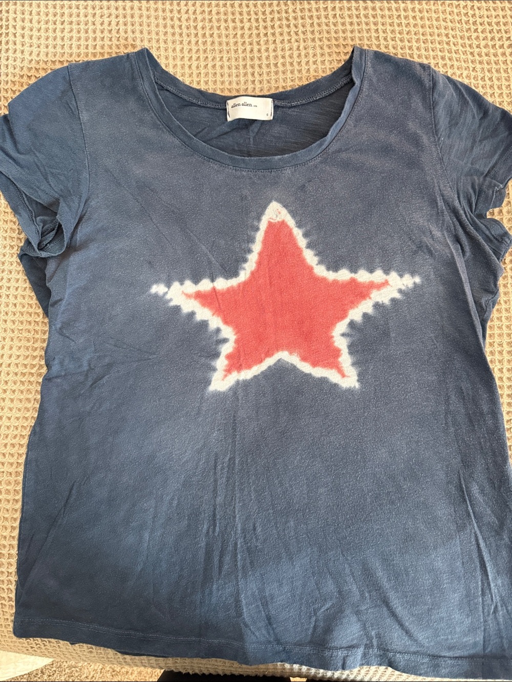 Navy Tee with Red Star allen allen USA designer